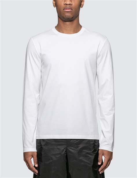 white shirt prada|prada long sleeve t shirt.